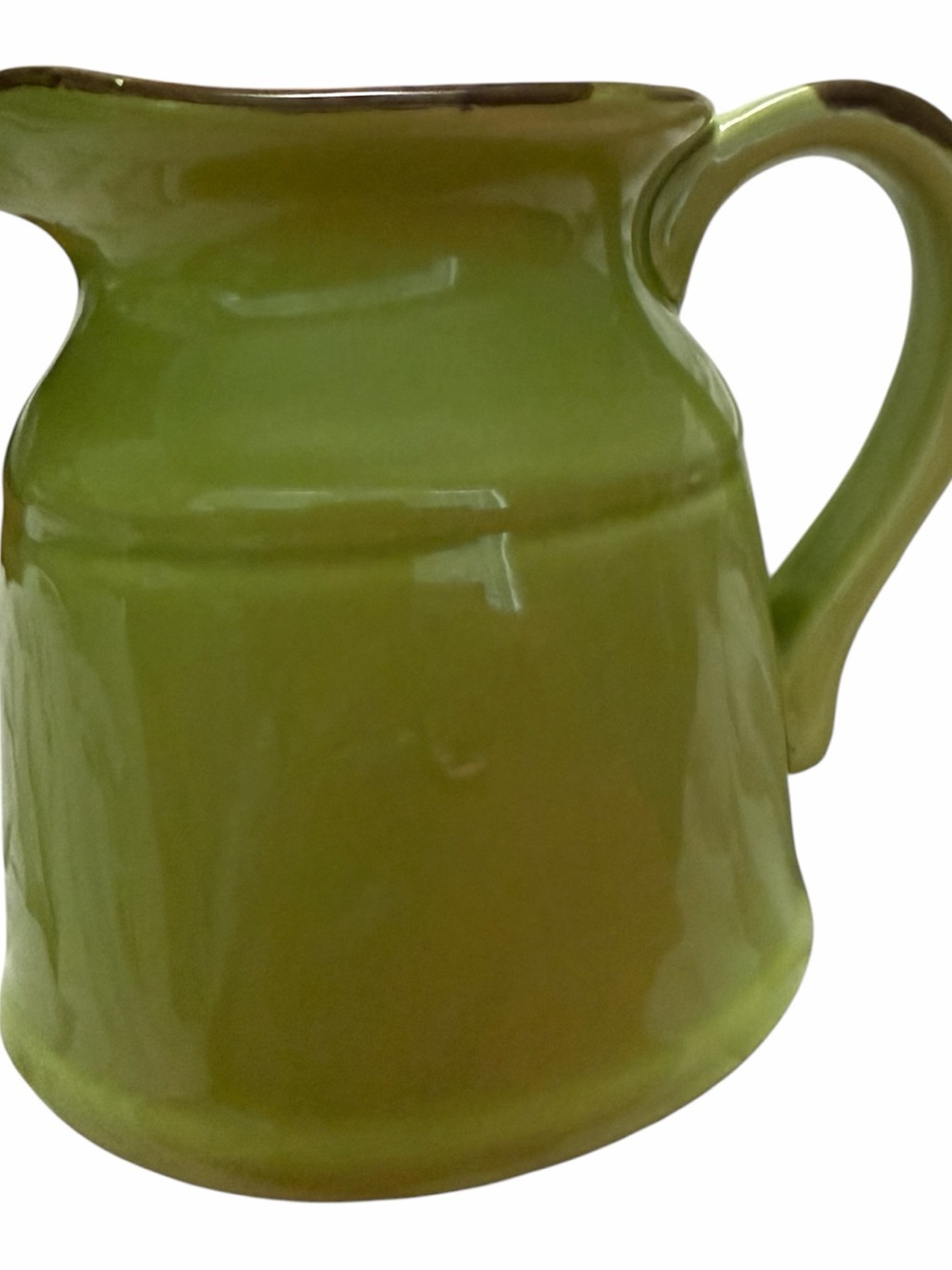La Dolce Vita Torino Collection Green Ceramic Pitcher Brown Trim